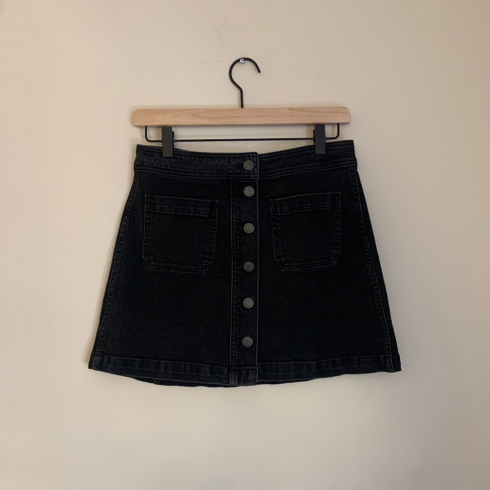 Madewell A-Line Black Denim Mini Skirt